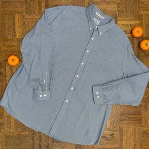 LL Bean XXL Reg Wrinkle Resistant Navy and White Pincheck Plaid